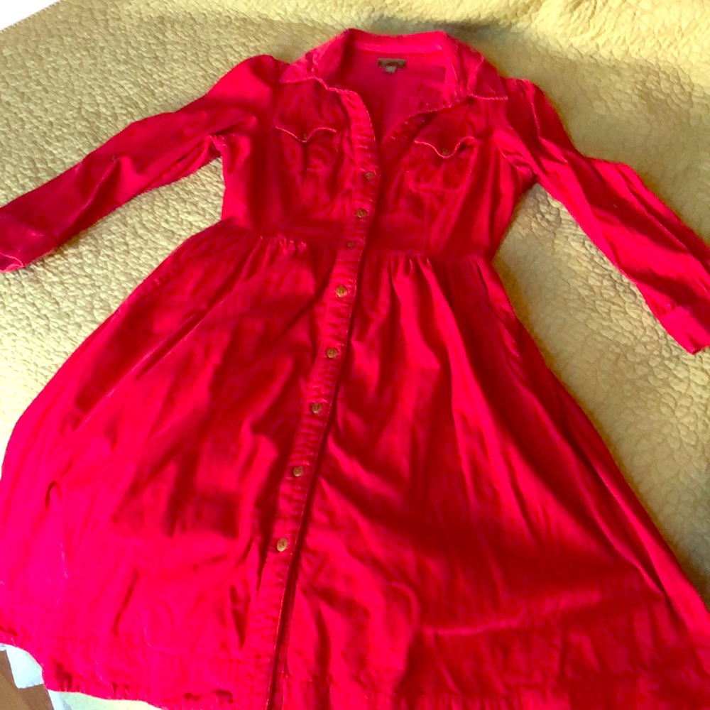 Anthropologie Fei red corduroy dress